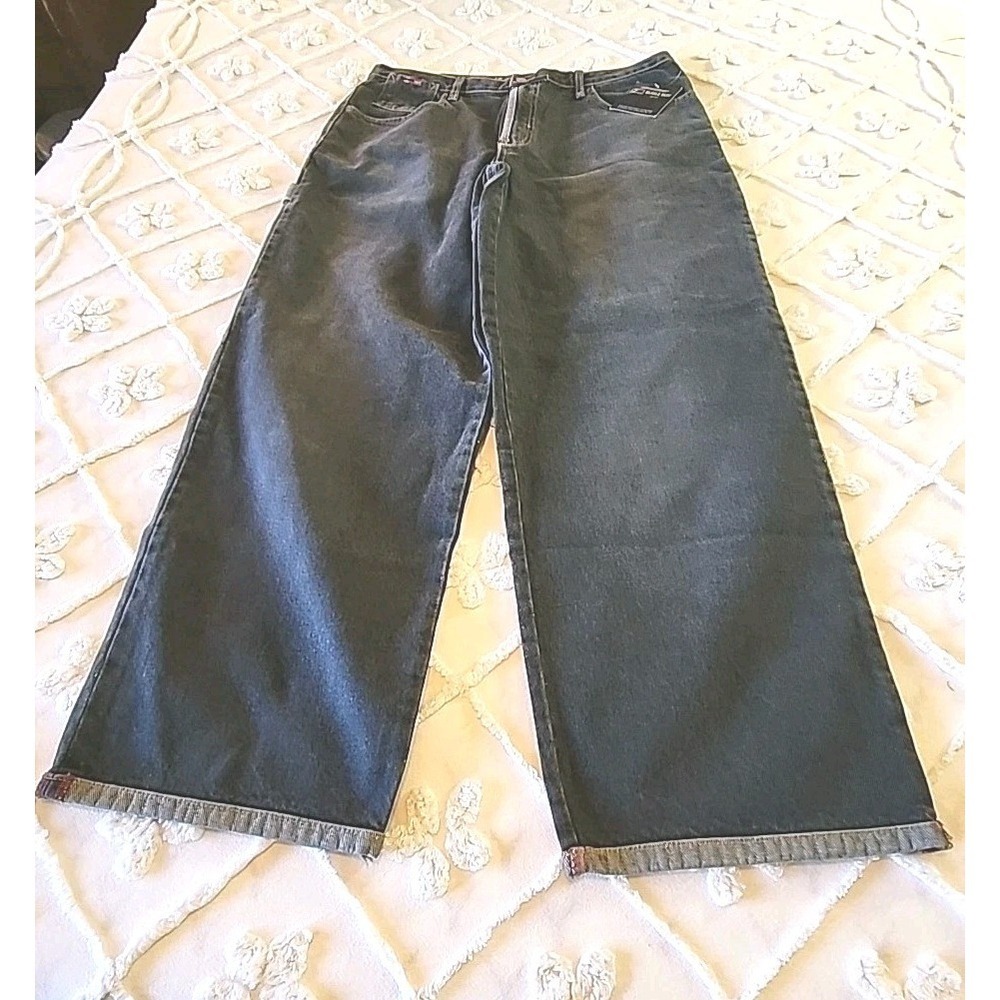 Vintage 80s-90s Men's Black Denim Bugle Boy Skater Wide Leg 6 Pocket Cargo Jeans